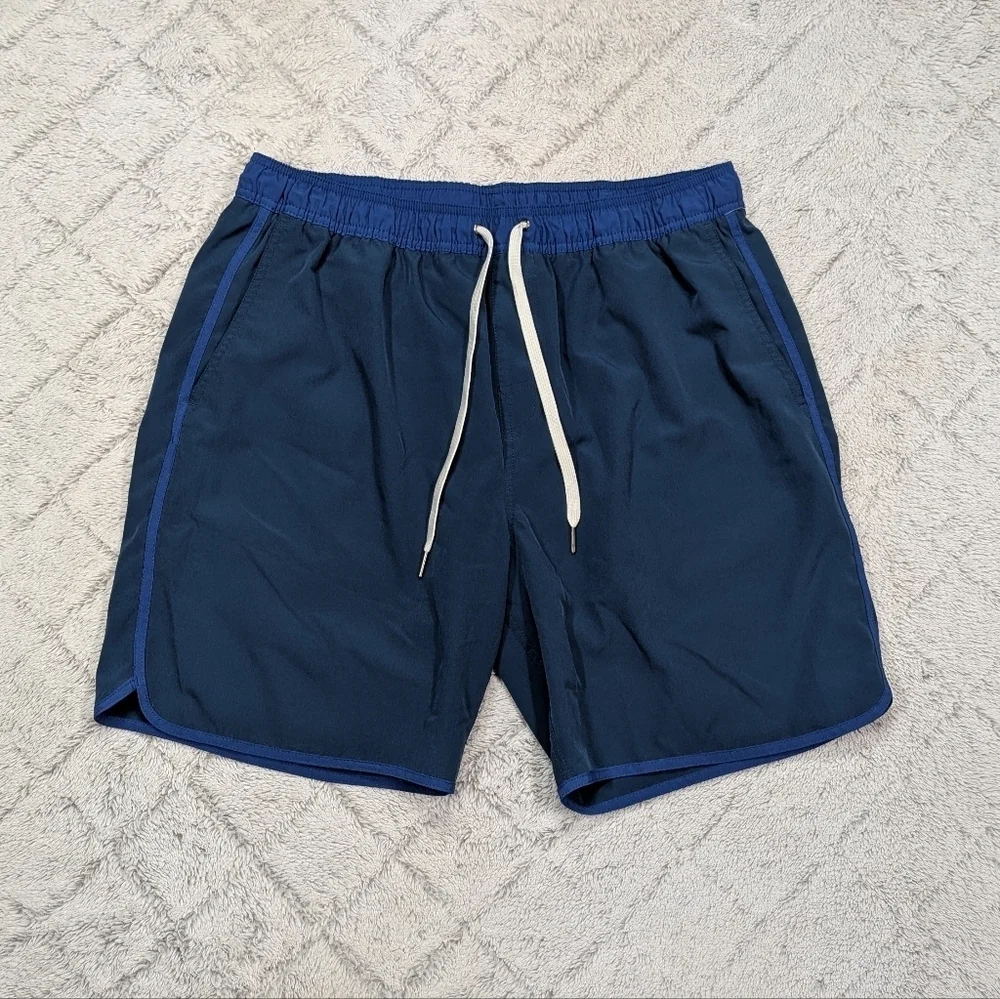 Fair Harbor Shorts Mens XXL Blue Navy Anchor Lined Hybrid Swim Trunks Casual